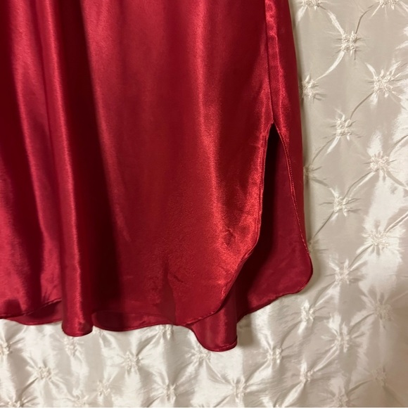 Victoria’s Secret Vintage 90s Red Satin Night Gown Shirt Gold Label - Picture 3 of 9